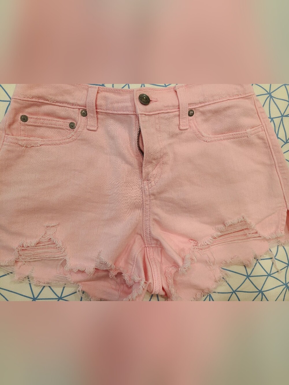 Pink Women's Distressed Denim Shorts